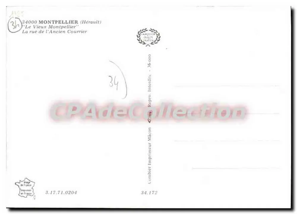 Montpellier — O Velho Montpellier — Impressor Combier - Verso