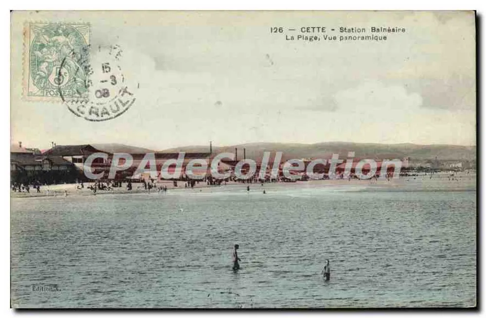 CETTE - Badeort — Die Strände, Panoramablick — Editions G. Crault, Nr. 126 - Vorderseite