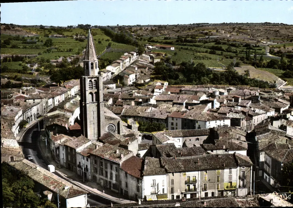 Montagnac (Hérault) — Luftbild — Kirche und Route de Mèze — Verleger Combier - Vorderseite