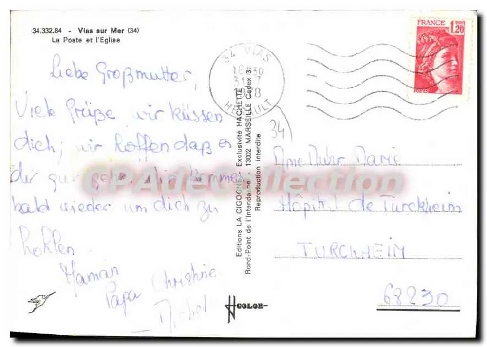 Vias-sur-Mer — Igreja — Edições Rond-Point de l'Indépendance - Verso