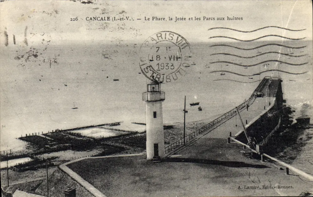 Cancale (I.-et-V.) — Der Leuchtturm, die Mole und die Austernhöfe — A. Lamiré, Verleger, Rennes - Vorderseite