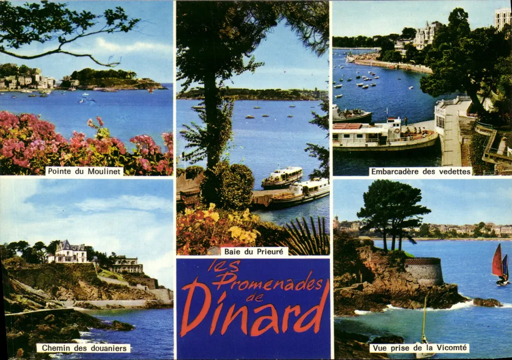 As Caminhadas por Dinard — Ponte do Moulinet, Baía do Prieuré, Embarcadouro das lanchas, Caminho dos alfandegários, Vista tirada da Vicomtade — Cote d'Émeraude - Frente