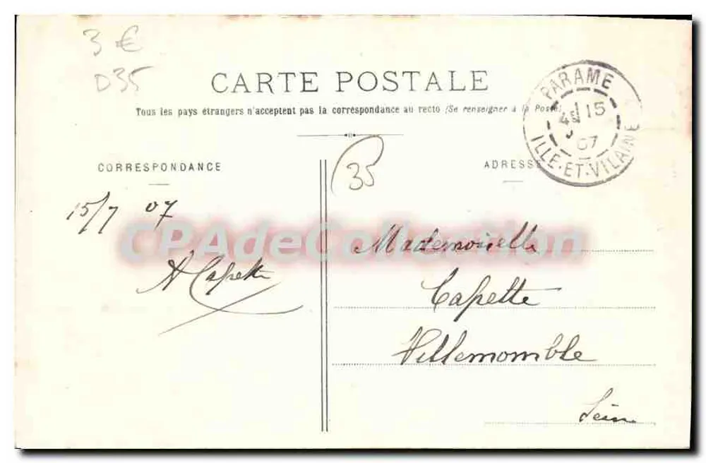 Paramé - Die Mole, von Wellen geschlagen (Gezeiten vom 30. Oktober 1905) - Ausgabe Nr. 1167 - Rückseite