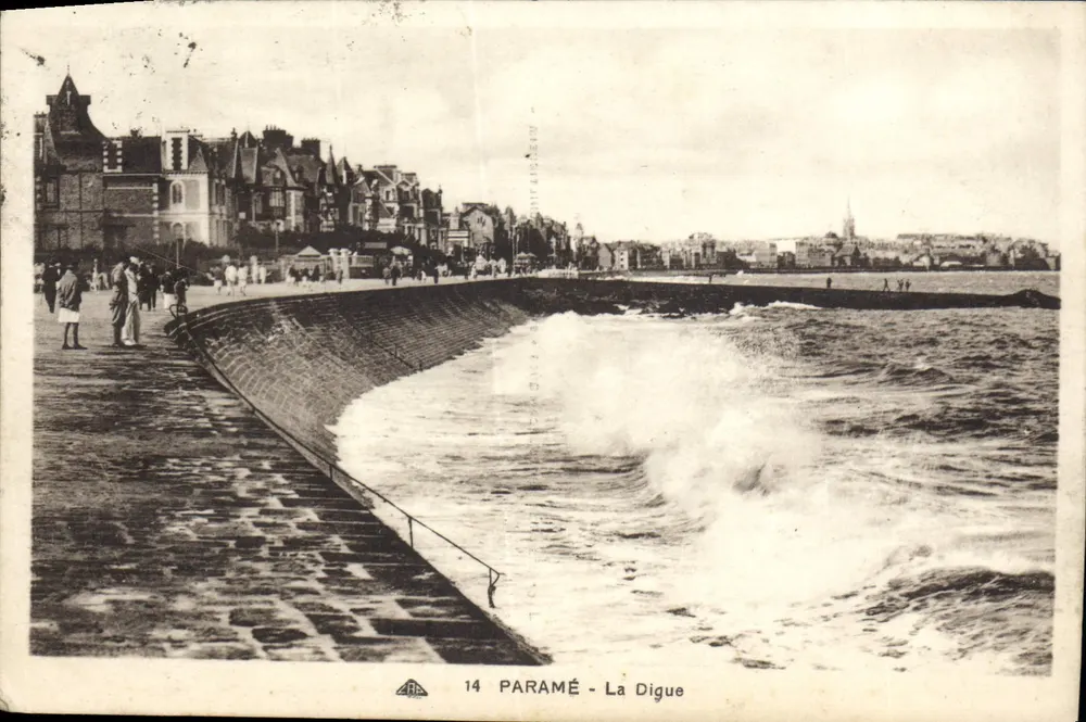 Paramé - A Digue — vista da digue com ondas e passeio — editor C. Des Ants, n°14 - Frente