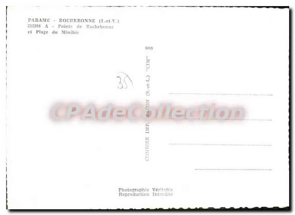 Paramé - Rochebonne (I.-et-V.) — Ponta de Rochebonne e Praia do Minihic — Comhier Imp. (S.-et-L.) - Verso