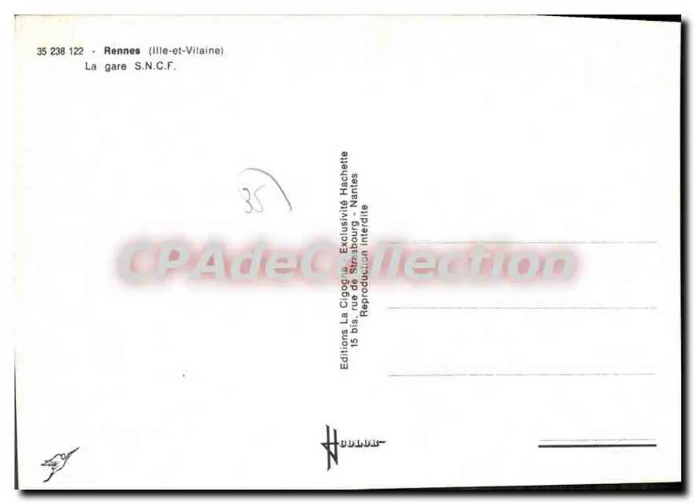 Rennes (Ille-et-Vilaine) — Die SNCF-Bahnhof — Editions La Cigogne - Rückseite