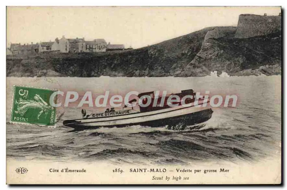 Saint-Malo — Vedette por mar agitado — Editor EID, n° 2859 - Frente