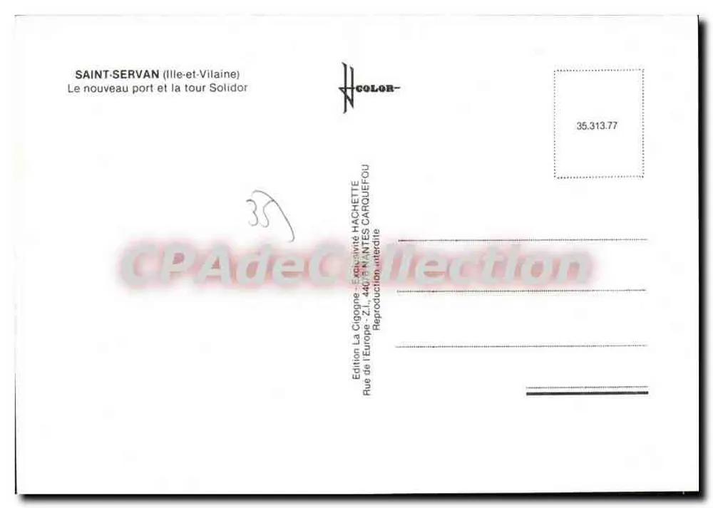 Saint-Servan — Neuer Hafen und Turm Solidor — Edition La Cigogne, Hachette Carquefou - Rückseite