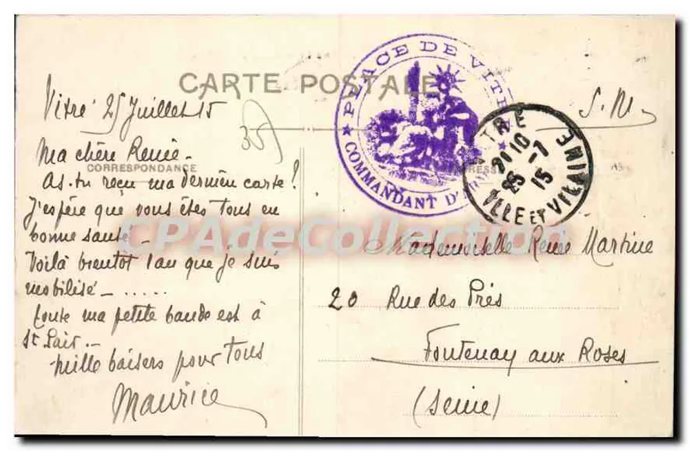 Vitré — Das Schloss, Ansicht von der Straße nach Rennes — Cliché Nouvelles Galeries, Vitré - Rückseite