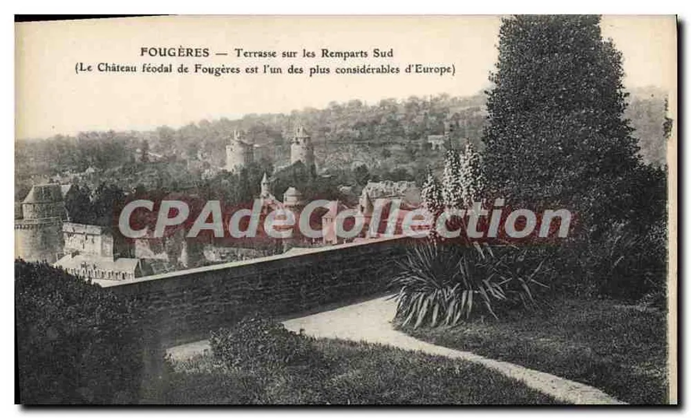 Fougères — Terrasse an den Südramparten — (Das feudale Schloss von Fougères ist eines der beeindruckendsten Europas) - Vorderseite