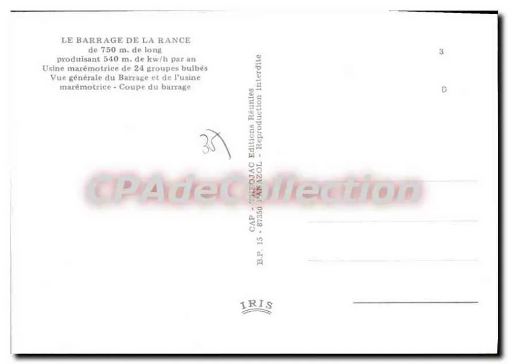 रैंस के बांध — समुद्री बिजली संयंत्र — CAP - Théorjac Éditions Réunies - पीछे