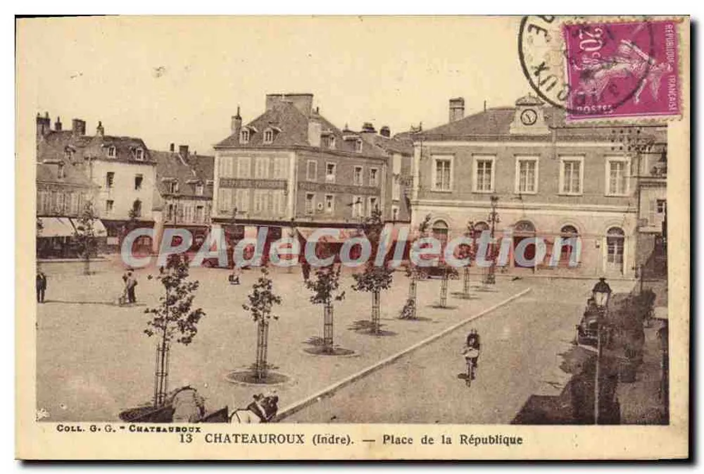 Châteauroux (Indre) — Praça da República — Coleção G.G. n°13 - Frente