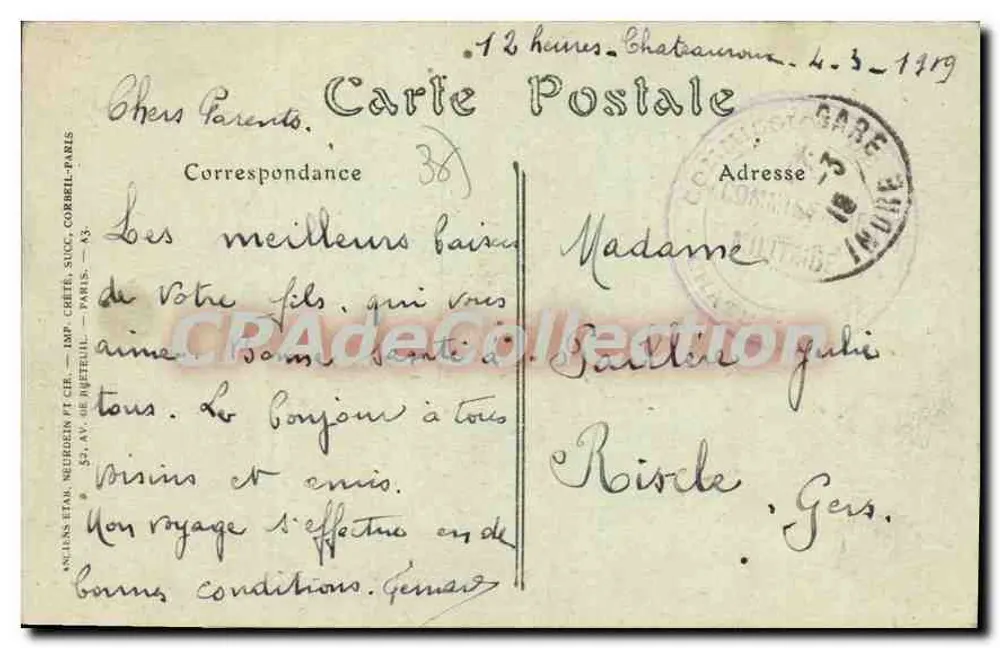 Châteauroux — Avenue de la Gare — NDHOT - Verso