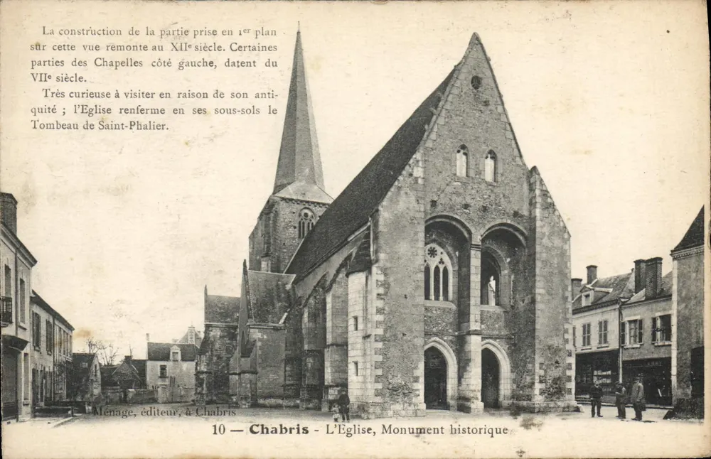Chabrîs - A Igreja, Monumento Histórico — Ménage, editor, n°10 - Frente