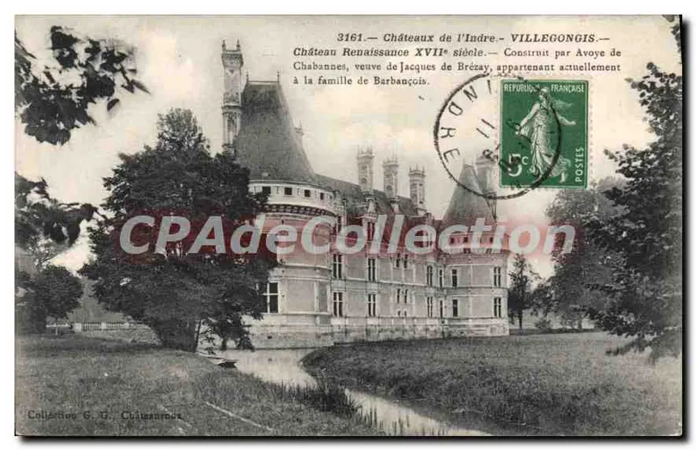 Castelo Renascentista Século XVII — Villegongis — Coleção G. U. Châteauroux - Frente