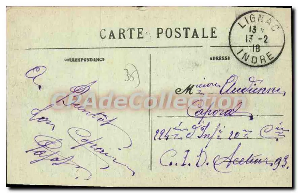 Ao redor de LIGNAC — Château-Guillaume — Bilhete postal antigo de Coleção - Verso