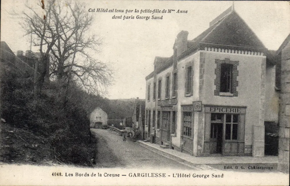Die Ufer der Creuse — GARGILELLESSE — Das Hotel George Sand — Verleger G. G. Châteauroux, n° 4048 - Vorderseite