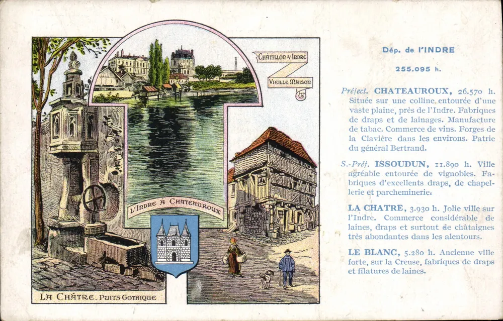 La Châtre. Pozo gótico — Châtillon-sur-Indre, Vieja casa, La Châtre, Le Blanc — Edición especial de las Pastillas Valda - Anverso