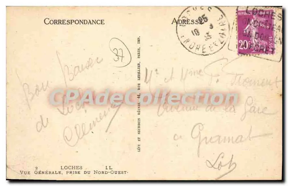 Loches — Allgemeine Ansicht vom Nordwesten — Verlag Loches, Nr. 2 - Rückseite