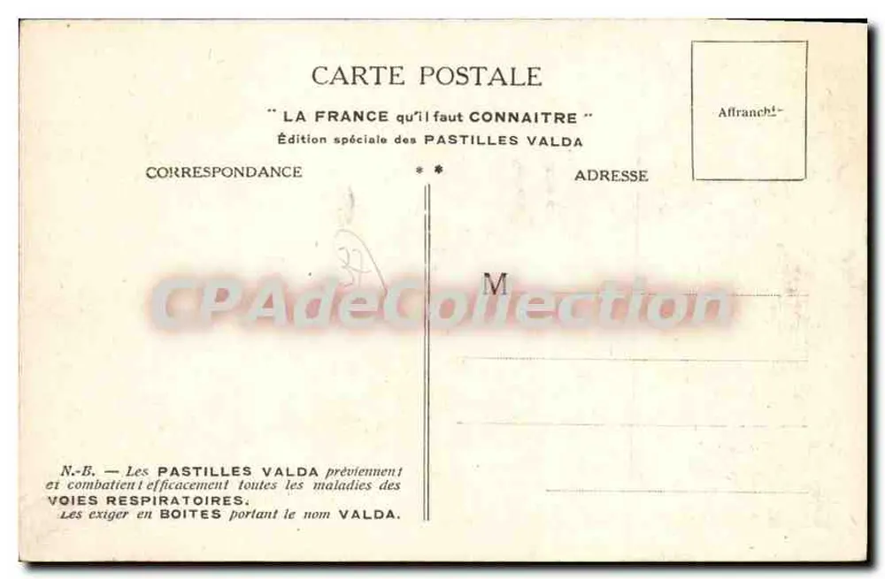 Tours — Amboise — O Belfo — Depto. da Indre-et-Loire — Edição especial Pastilles Valda - Verso