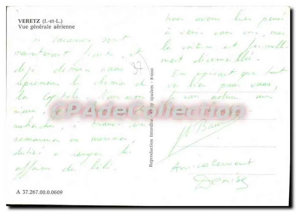 Veretz (Il-et-L.) — Vista geral aérea — Editor CPAPHIL, n° A 37.267.00.0609 - Verso