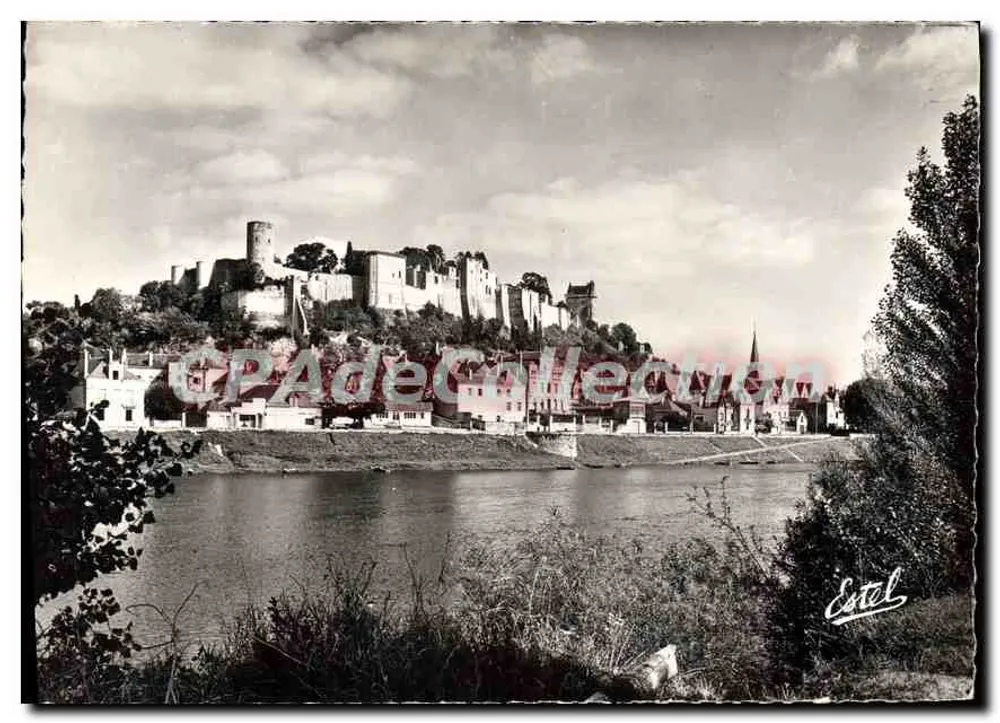 Chinon — Vista general del Castillo y el río Vienne — Estel - Anverso