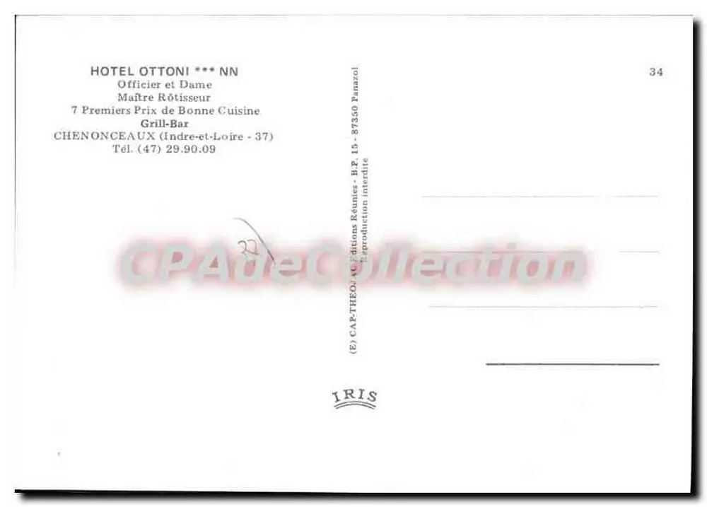 Hotel Ottoni — Chénonceaux, Indre-et-Loire — editor IRIS, n°34 - Verso