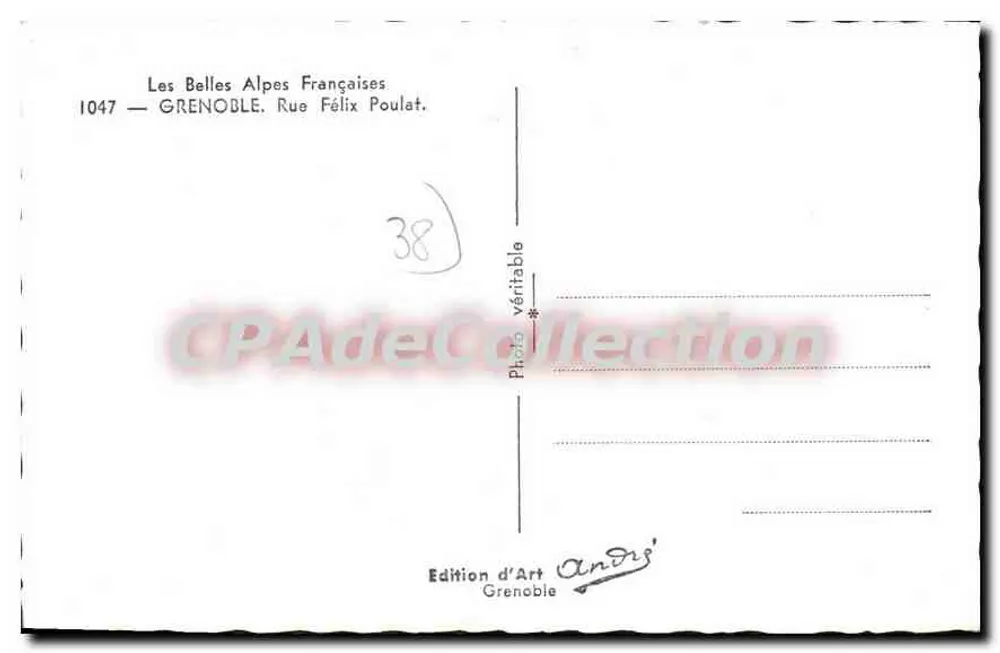 Grenoble — Rue Félix Poulat — Édition d'Art Andrés - Verso