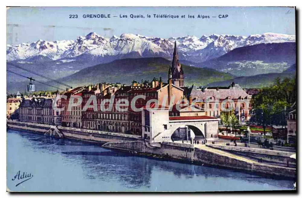 Grenoble — Die Quais, der Seilbahn und die Alpen — CAP - Vorderseite