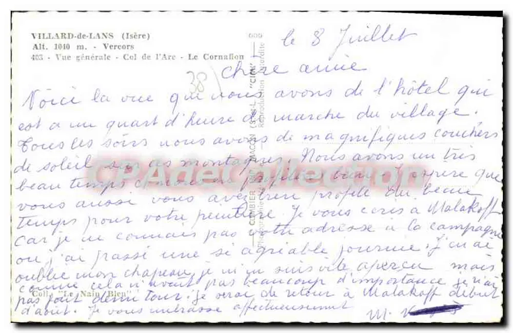 Villard-de-Lans (Isère) — Algemene uitzicht — Col de l'Arc — Le Cornafion — Antieke ansichtkaart van Collection - Achterkant