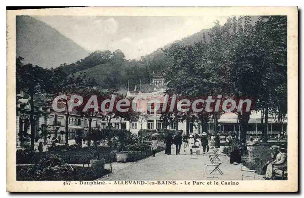 Allevard-les-Bains - Der Park und das Casino — Antike Ansichtskarte, Nr. 457 - Vorderseite