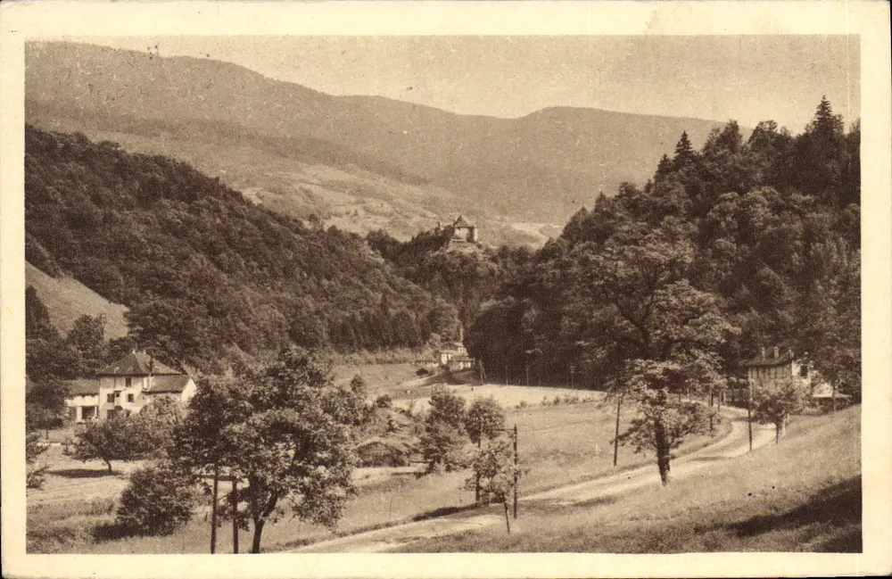 Die Gorges du Sonnant, das Schloss und das Maison de Moitière — URIAGE — Imp. & Mes. Edit. Dornach - Vorderseite