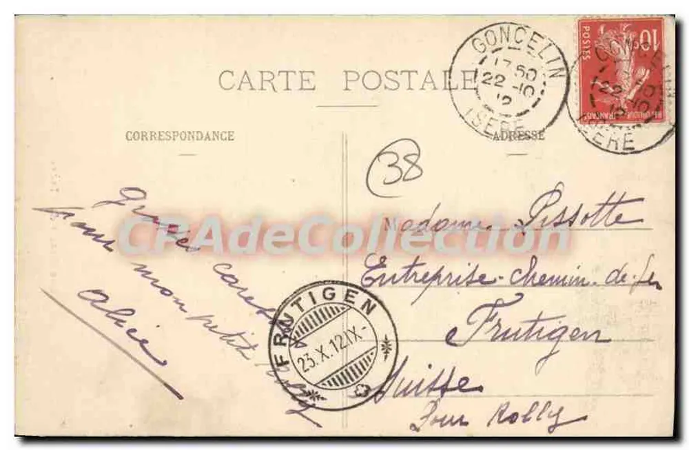Brzegi rzeki Isère — widok rybaków i łodzi — Zbiór L. Grimal, Chambéry, N° 1231 - Rewers