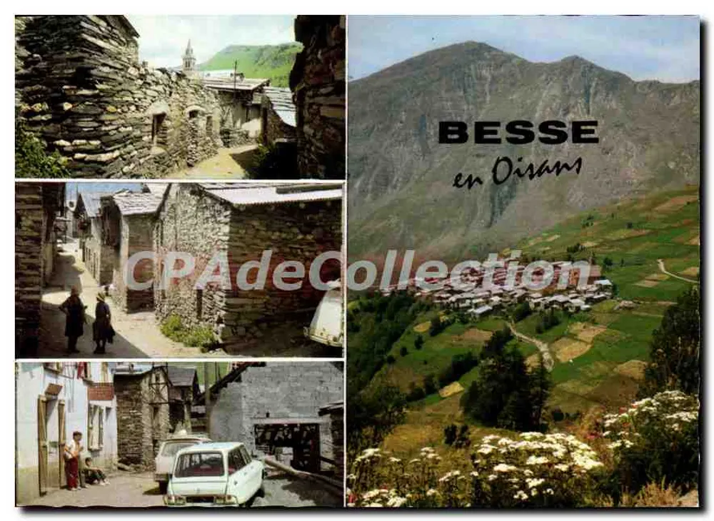 Besse en Oisans — vista panorâmica e ruas de pedra — CPAdeCollection - Frente