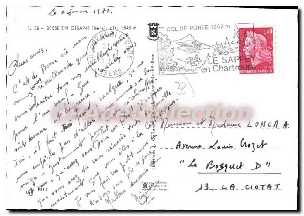 Besse en Oisans — vista panorâmica e ruas de pedra — CPAdeCollection - Verso