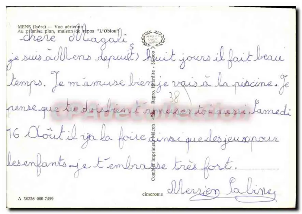 Mens (Isère) — Luftbild — 'L'Oblou' Sanatorium - Rückseite