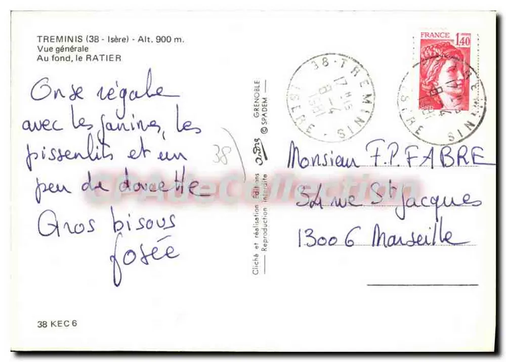 Treminis (38) — Vista geral com o Ratier no fundo — Edições Grenoble - Verso