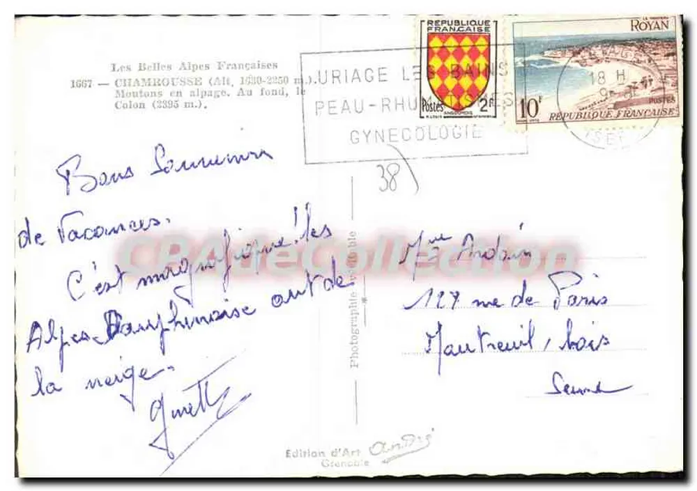 Ovelhas em alpino — As Belas Alpes Francesas — Edição de Arte Andris, Grenoble - Verso