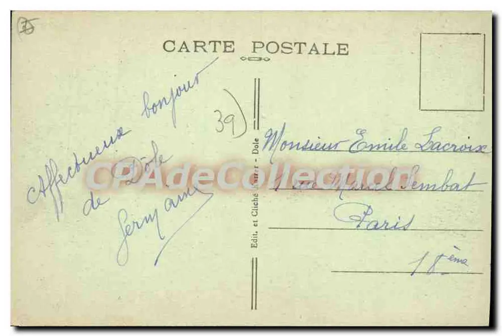 DOLE (Jura) — Pont sur le Canal. - Verso