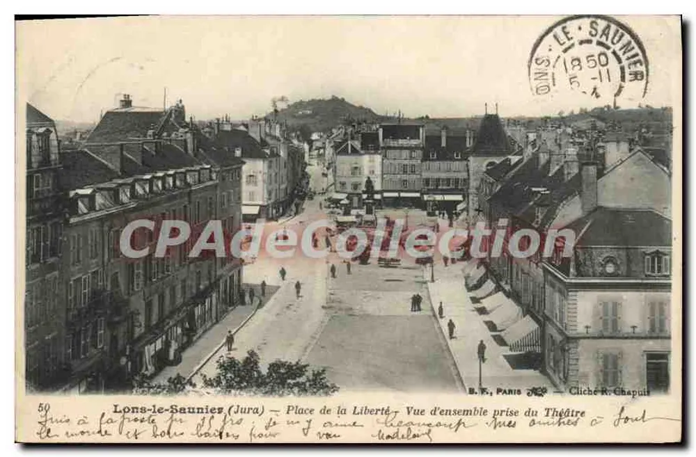 Lons-le-Saunier (Jura) — Place de la Liberté — Überblick vom Theater aus — Cliché R. Chapuis - Vorderseite
