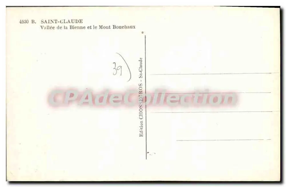 Saint-Claude — Tal der Bienne und der Mont Bouchaux — Edition CHOSSEROS - Rückseite