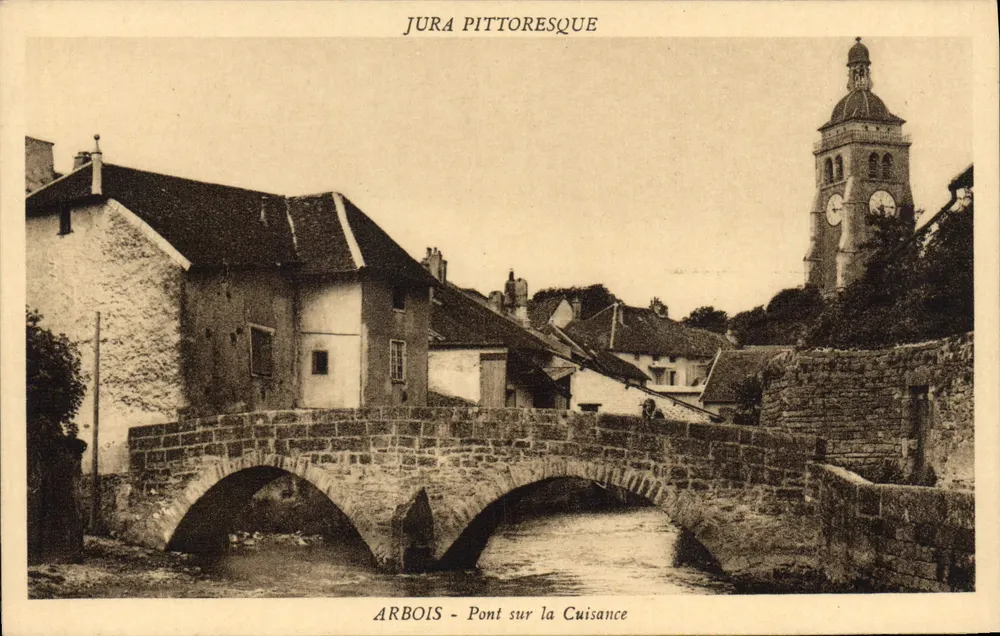 Arbois - Ponte sobre a Cuisance — Jura pitoresco — Cliché Karret, Dôle - Frente