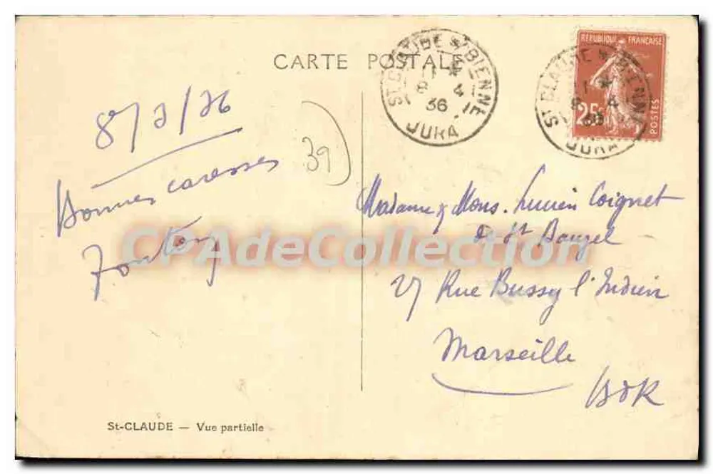 St-Claude — Vista parcial — Editor desconhecido, n° 39 - Verso