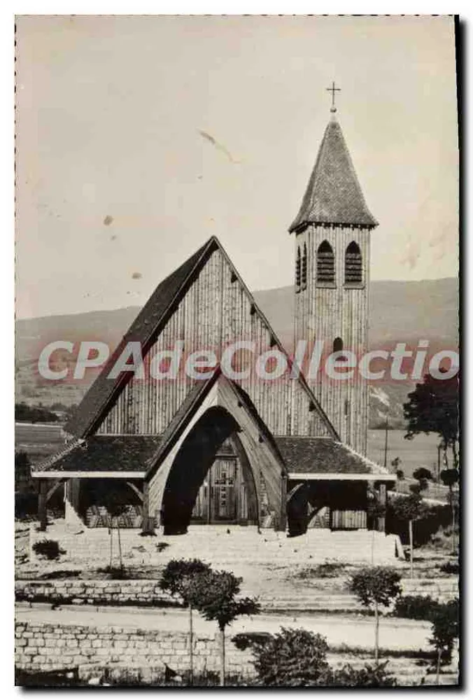 L'Avancé (Jura) — Igreja totalmente construída em diferentes espécies de madeira — Vista geral — Impressora Roussel, Épercy - Frente