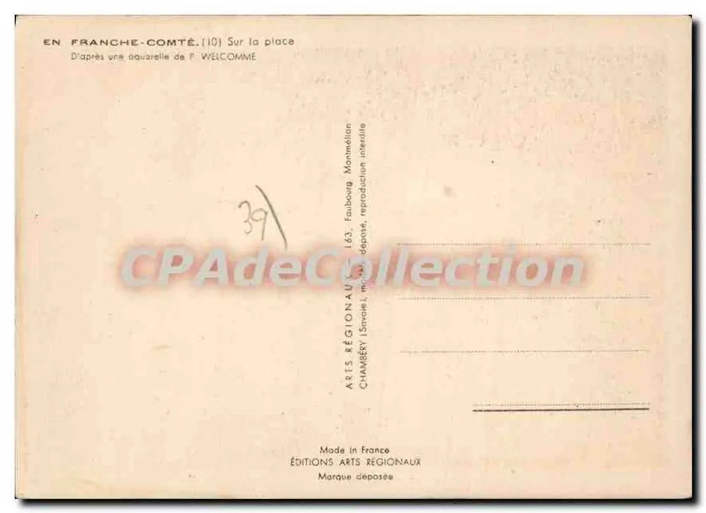 Em Franche-Comté — Na praça — Éditions Arts Régionaux - Verso