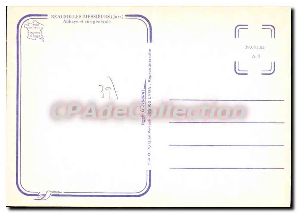 Beaume-les-Messieurs — Abadia e vista geral — S.A.D. 75 Quai Perrach 69002 Lyon - Verso