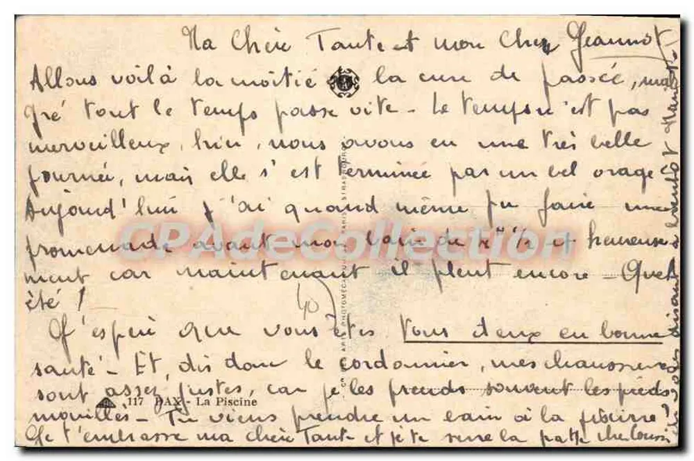 Piscina de La Piscine — DAX — n°117 - Verso