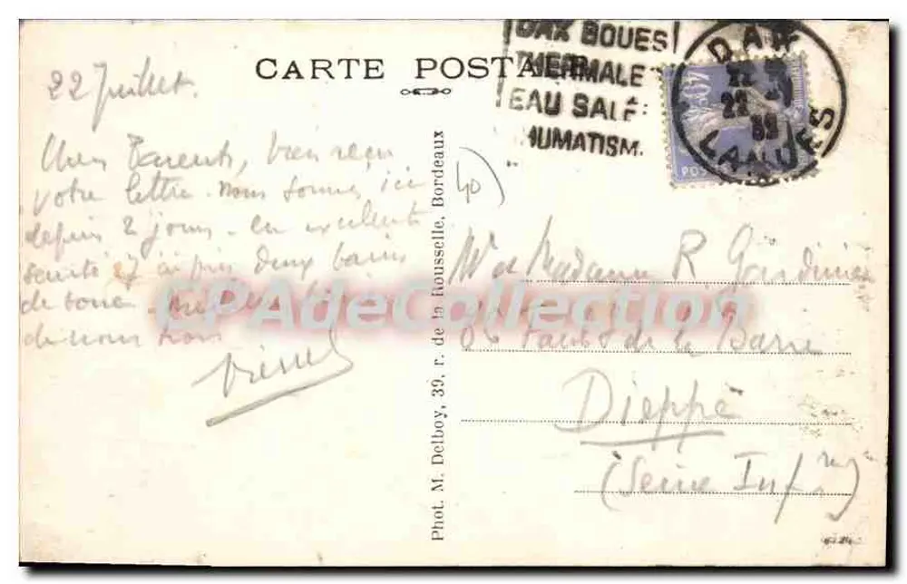 Dax (Landes) — Le Pont et l'Adour — M. D. - Verso
