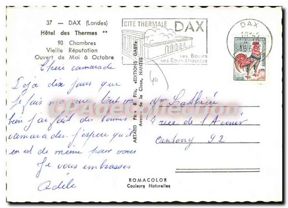 Hôtel des Thermes — Dax (Landes) — Éditions Gaby - Rückseite