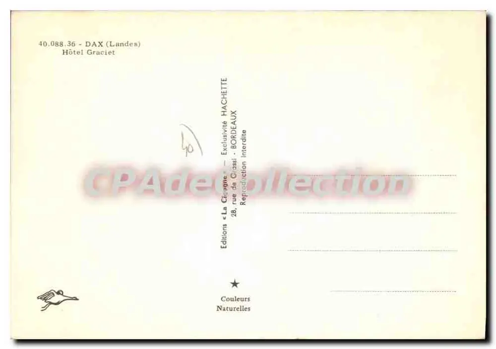 Hotel Graciet — Dax (Landes) — Edições La Grivone - Verso